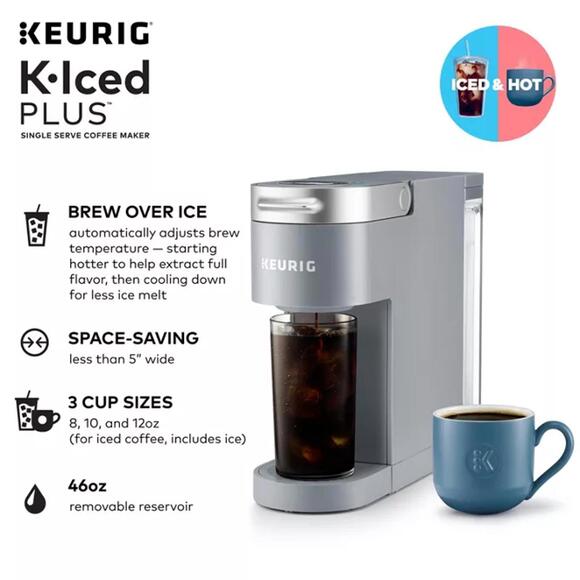 Keurig K-Iced Plus Single Serve Coffee Maker - Brew Over Ice & Hot - Picture 3 of 4
